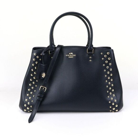 NWT Coach Studded Crossgrain Margo Carryall 35274 Midnight - Picture 4 of 10
